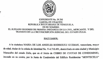 Cartel de Citación a María de Los Ángeles Rodríguez Guzmán al juicio por Cobro de Cuotas de Condominio 2 Captura de pantalla 2026 06 11 a las 12.52.19