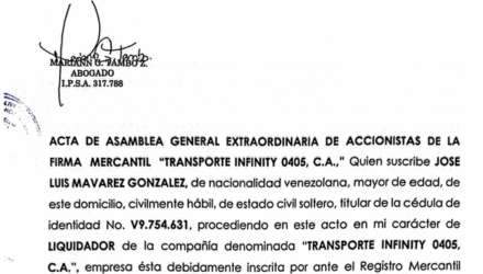Acta de Asamblea General Extraordinaria de Accionistas de Transporte Infinity 0405 C.A. con ocasión de su Liquidación 2 Captura de pantalla 2026 06 11 a las 18.12.58