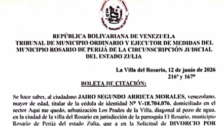 Cartel de Citación a Jairo Segundo Arrieta Morales al juicio por Divorcio por Cartel de Citación a para hacerse presente en el Juicio por Divorcio por Desafecto 2 Captura de pantalla 2026 06 17 a las 11.19.54 a. m