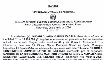 Cartel de Citación a Sheaned Karin García Zabala al juicio por Recurso Contencioso Administrativo de Nulidad 2 Captura de pantalla 2026 06 18 a las 10.37.47