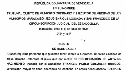 Notificación a todos los interesados en la solicitud Franklin Paolo González Burgos para la Rectificación de Acta de Nacimiento 2 Captura de pantalla 2026 06 18 a las 7.13.04