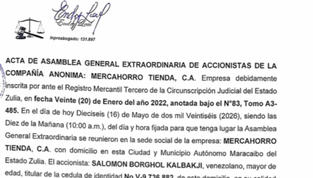 Acta de Asamblea General Extraordinaria de Accionistas de Mercahorro C.A. con ocasión de su Disolución 2 Captura de pantalla 2026 06 20 a las 10.23.40