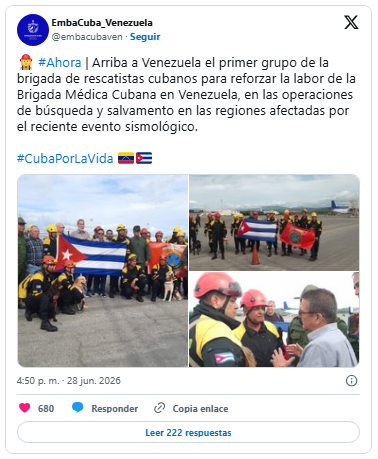 Cuba envía rescatistas a Venezuela para ayudar en la búsqueda de sobrevivientes de los terremotos 2 Cuba rescatistas