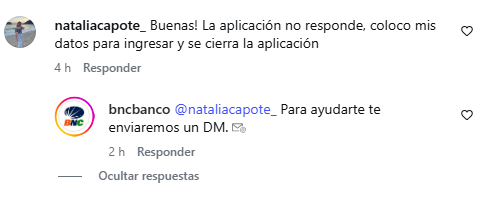Usuarios reportan fallas en la app del BNC 3 Datos