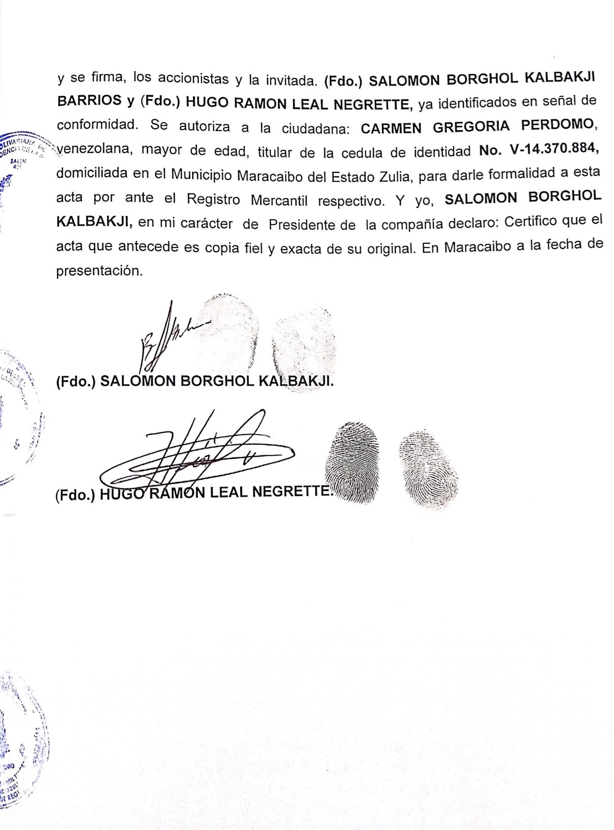 Acta de Asamblea General Extraordinaria de Accionistas de Mercahorro C.A. con ocasión de su Disolución 3 MercaHorro3