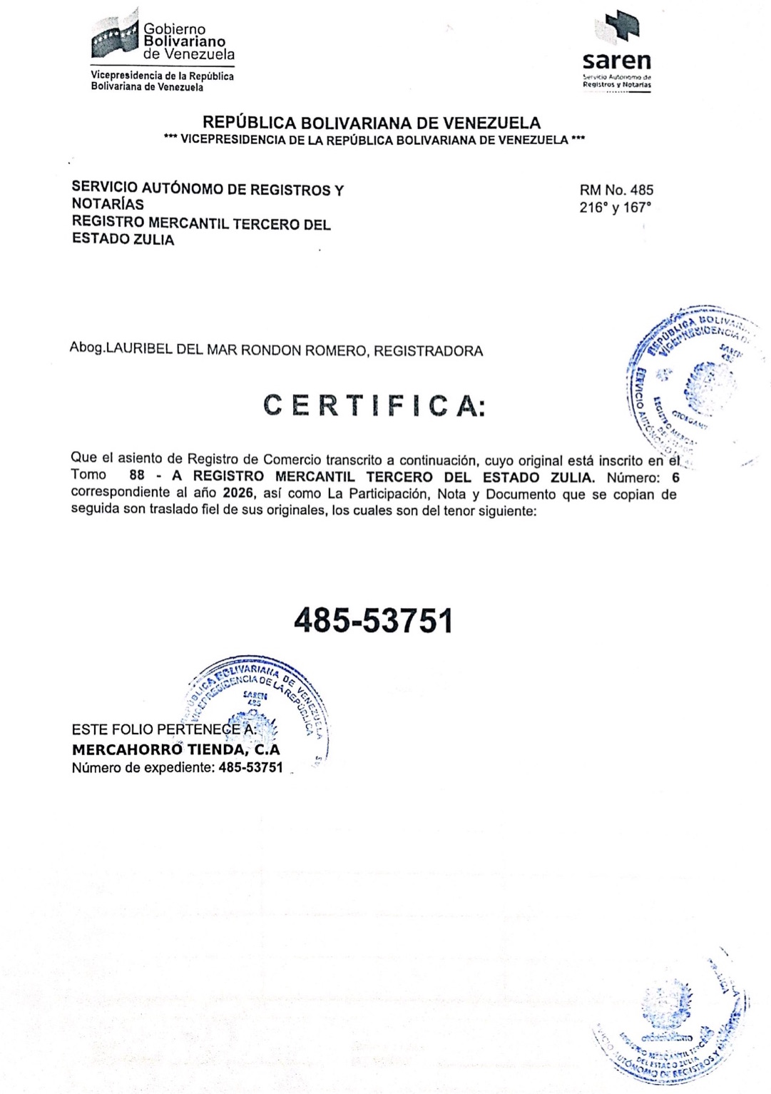 Acta de Asamblea General Extraordinaria de Accionistas de Mercahorro C.A. con ocasión de su Disolución 6 MercaHorro6