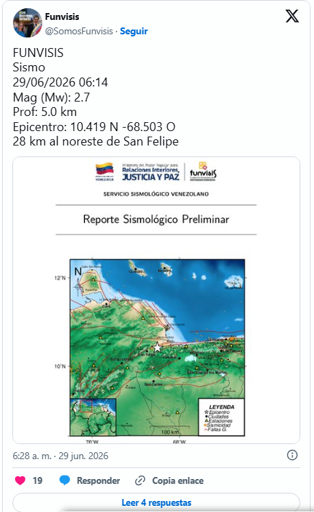 Funvisis reportó otro sismo en La Guaira este lunes… de 4.2 3 Reporte 2
