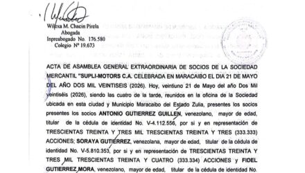Publicación del Acta de la Asamblea General Extraordinaria de socios de la sociedad mercantil Supli-Motors C. A. 2 v6vIeM6L CamScanner 09 06 2026 12.281 4.jpg