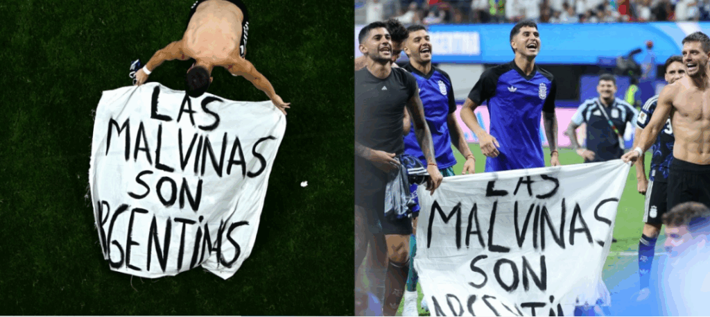 Qué ha pasado en otras ocasiones cuando los futbolistas han mostrado pancartas políticas como los de Argentina con las Malvinas/Falklands 2 Reino Unido