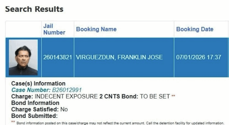 Franklin Virgüez ha sido arrestado en Miami por «exposición indecente» doble 1 Franklin Virgüez