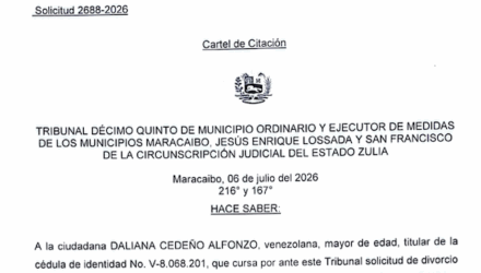 Cartel de Citación a Daliana Cedeño Alfonzo al juicio por Divorcio por Desafecto 2 Captura de pantalla 2026 07 15 a las 18.01.29