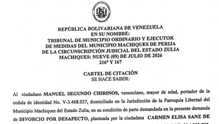 Cartel de Citación a Manuel Segundo Chirinos al juicio por Divorcio por Desafecto 1 Captura de pantalla 2026 07 20 a las 17.29.54