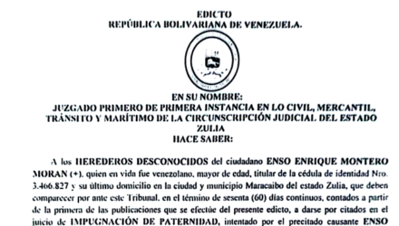 8va. Citación a todos los Herederos Desconocidos de Enso Enrique Montero Morán (†) al juicio por Impugnación de Paternidad 2 Captura de pantalla 2026 07 23 a las 12.23.17