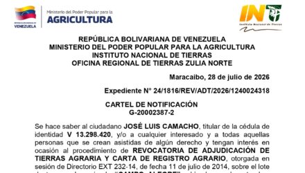 INTI | Cartel de Notificación de Revocatoria a José Luis Camacho 2 Huo3GXA2 CAMPO ALEGRE