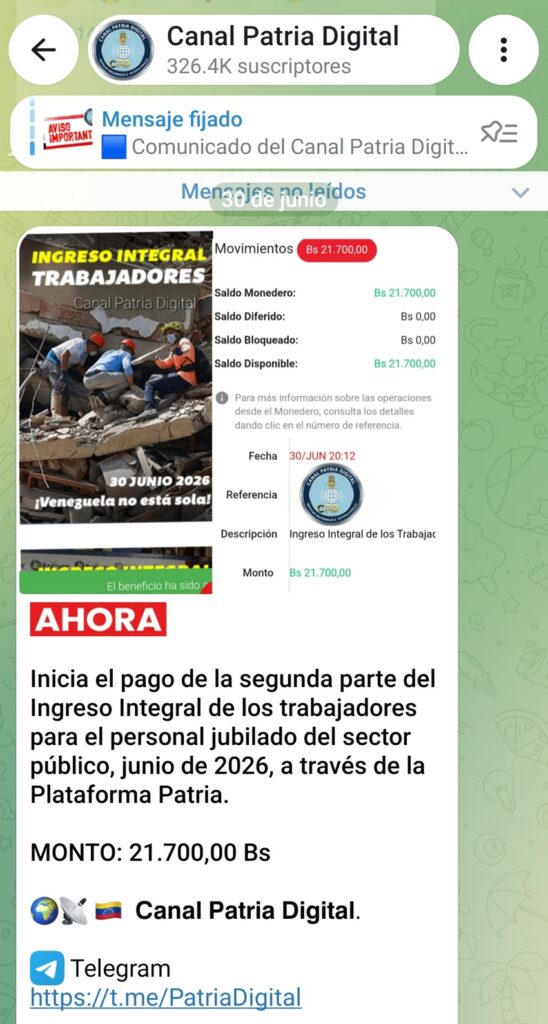 Cayendo los bonos Ingreso Integral de los Trabajadores y de Responsabilidad Profesional 2 PagoIngresoIntegralTrabajadoresJubiladosJunio2026SegundaParte
