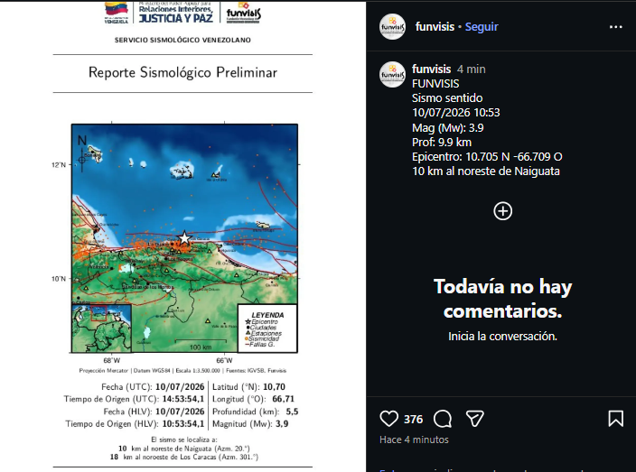 Sismo de magnitud 3,9 sacude Caracas y Miranda: Funvisis localiza epicentro al noreste de Naiguatá 2 image 3