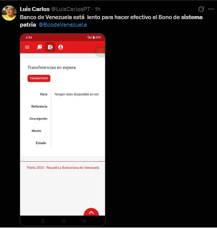 ¿Qué pasa con la plataforma Patria?: trabajadores aceptan los bonos, pero el dinero no llega a sus cuentas bancarias 3 tranferencia