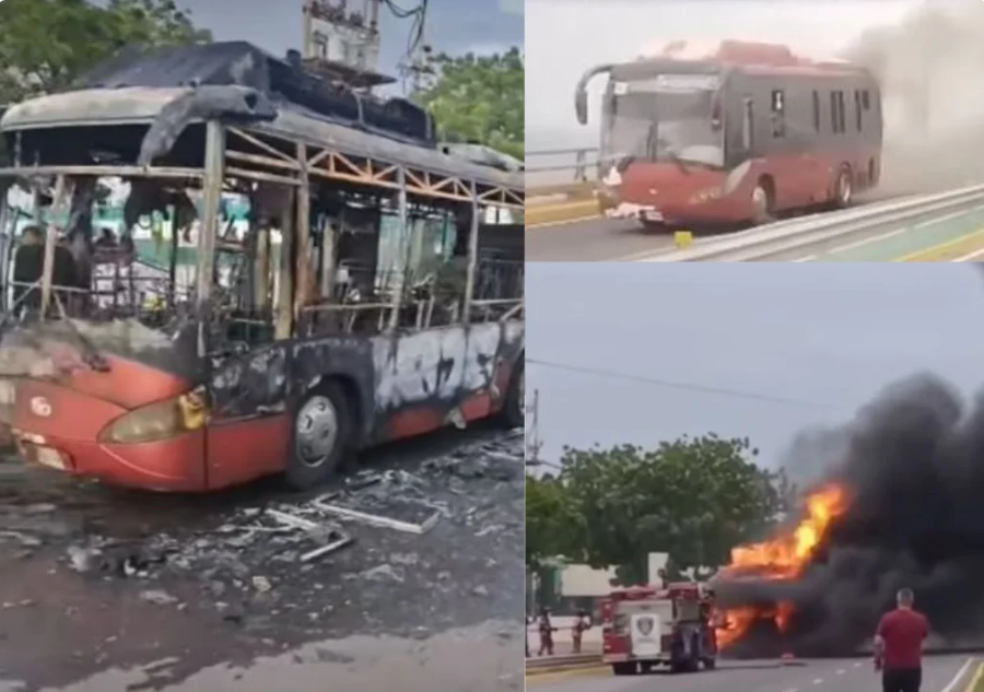 Chofer «heroico» sacó autobús en llamas del Puente sobre el Lago 2 Bus en llamas