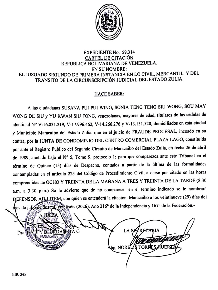 CITACION CARTELARIA FRAUDE PROCESAL