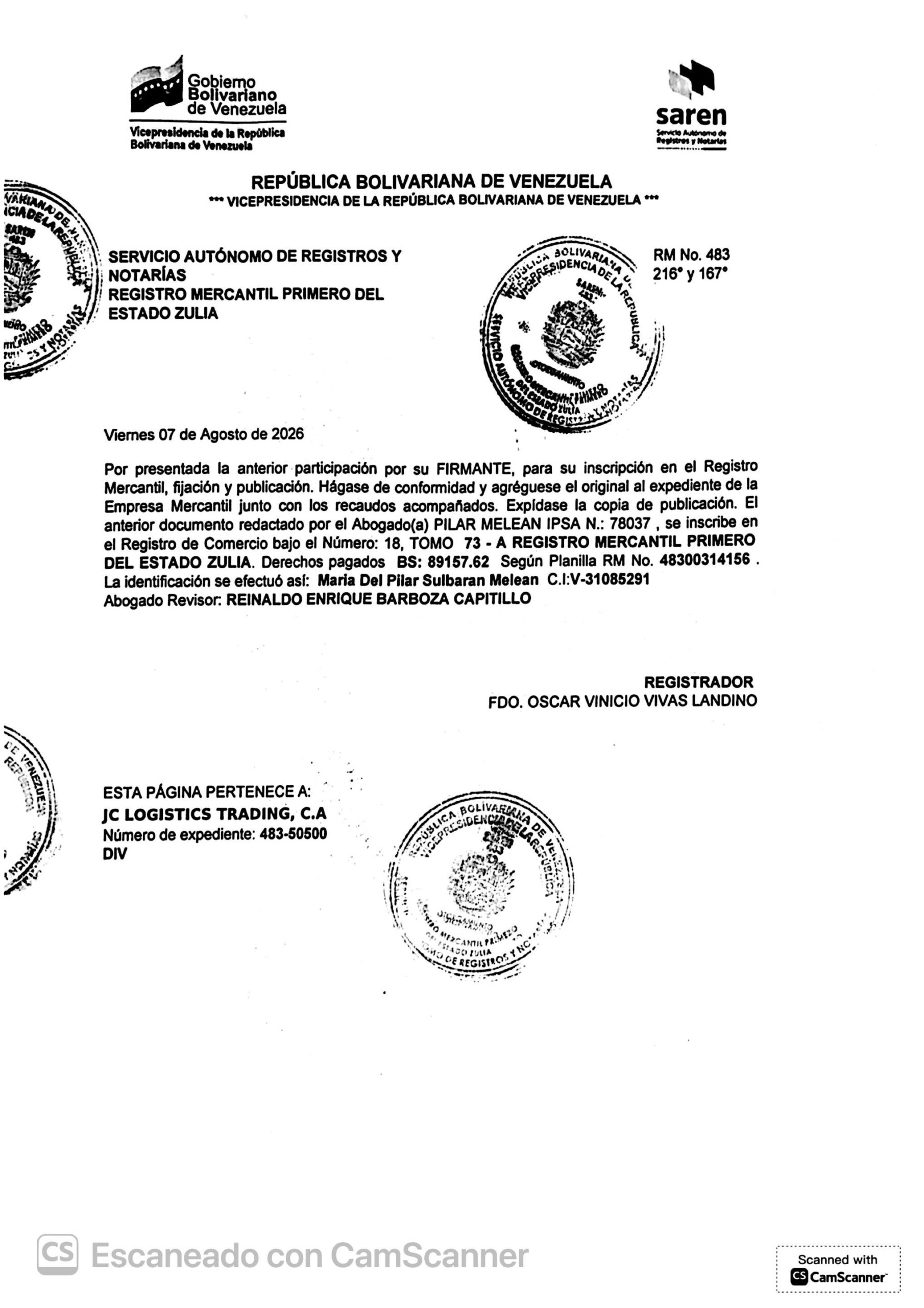 Acta de la Asamblea General Extraordinaria de Accionistas de JC Logistics Trading C.A. con ocasión de su Liquidación 4 CamScanner 12 8 26 12.07n 4 scaled