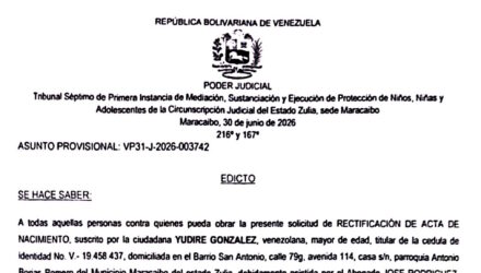 Edicto para todos los que puedan tener interés en el juicio por Rectificación de Partida solicitada por Yudire González en beneficio de un menor (dos de dos hermanos) 2 CamScanner 3 8 26 07.20n copia