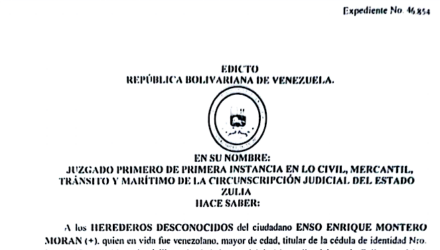 11era. Citación a todos los Herederos Desconocidos de Enso Enrique Montero Morán (†) al juicio por Impugnación de Paternidad 2 Captura de pantalla 2026 06 27 a las 9.20.24