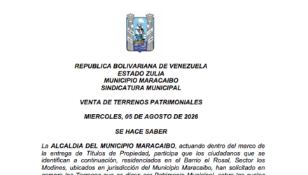 Notificación para cualquier interesado | Alcaldía de Maracaibo entrega títulos de propiedad a familias de Los Modines 2 Captura de pantalla 2026 08 06 a las 15.20.47