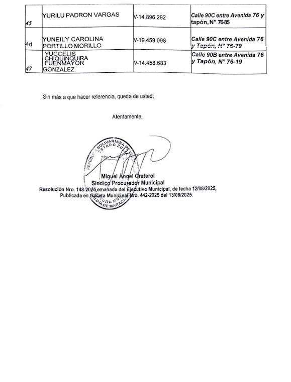 Notificación para cualquier interesado | Alcaldía de Maracaibo entrega títulos de propiedad a familias de Los Modines 5 Captura de pantalla 2026 08 06 a las 16.04.58