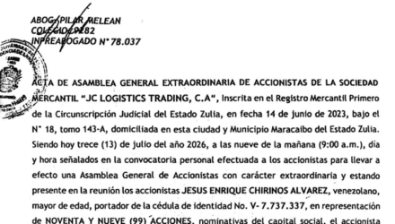 Acta de la Asamblea General Extraordinaria de Accionistas de JC Logistics Trading C.A. con ocasión de su Liquidación 2 Captura de pantalla 2026 08 12 a las 16.14.53