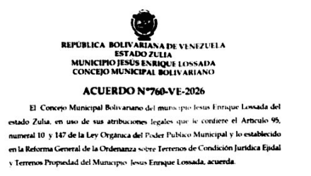 Municipio Lossada | Acuerdo de Desafectación y venta de terreno No. 760-VE-2026 en beneficio de William Antonio Gutiérrez Rivero 2 Captura de pantalla 2026 08 14 a las 12.30.43