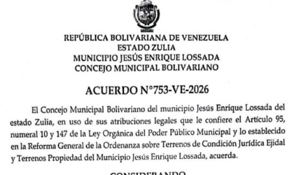 Municipio Lossada | Acuerdo de Desafectación y venta de terreno No.753-VE-2026 en beneficio de Construcciones, Servicios, Mantenimiento y Asesoramiento C.A. 4 Captura de pantalla 2026 08 16 a las 14.34.44