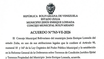 Municipio Lossada | Acuerdo de Desafectación y venta de terreno No. 563-VE-2026 en beneficio de Linaida del Carmen Quintero Pirela 2 Captura de pantalla 2026 08 19 a las 17.24.42