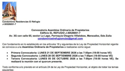 1era. Convocatoria a la Asamblea Ordinaria de Propietarios del edifico El Refugio 2 Captura de pantalla 2026 08 20 a las 17.01.22
