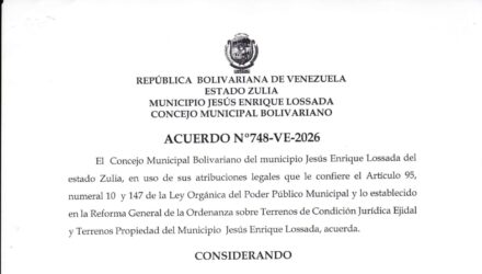 Municipio Lossada | Acuerdo de Desafectación y venta de terreno No.748-VE-2026 en beneficio de Lucidio Antonio Fernández 3 Gaceta 748a