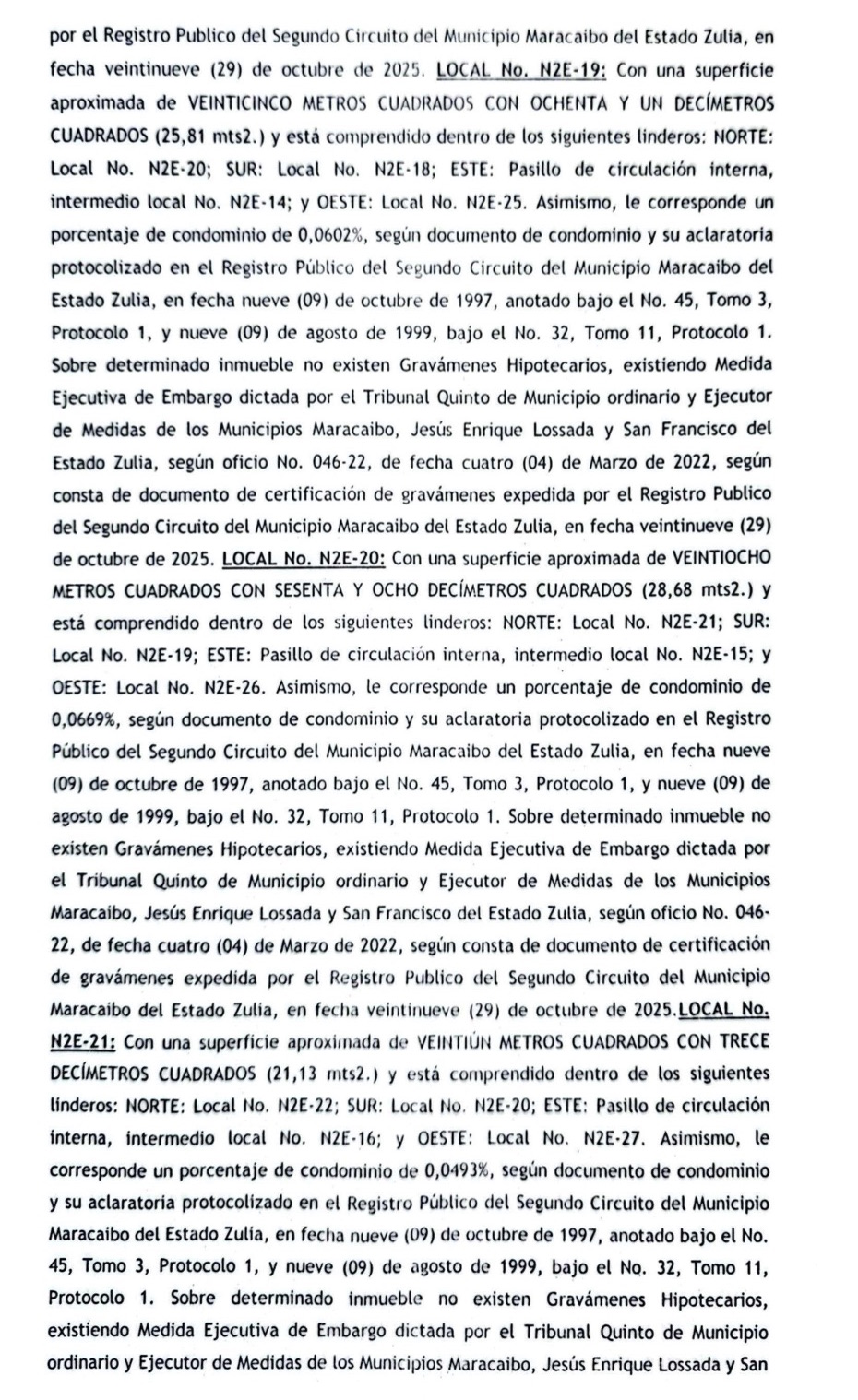 Cartel para el Segundo Acto de Remate en el juicio por Cobro de Bolívares que sigue Centro Comercial Galerías Mall contra el Grupo Palabro C.A. 10 Galerias10