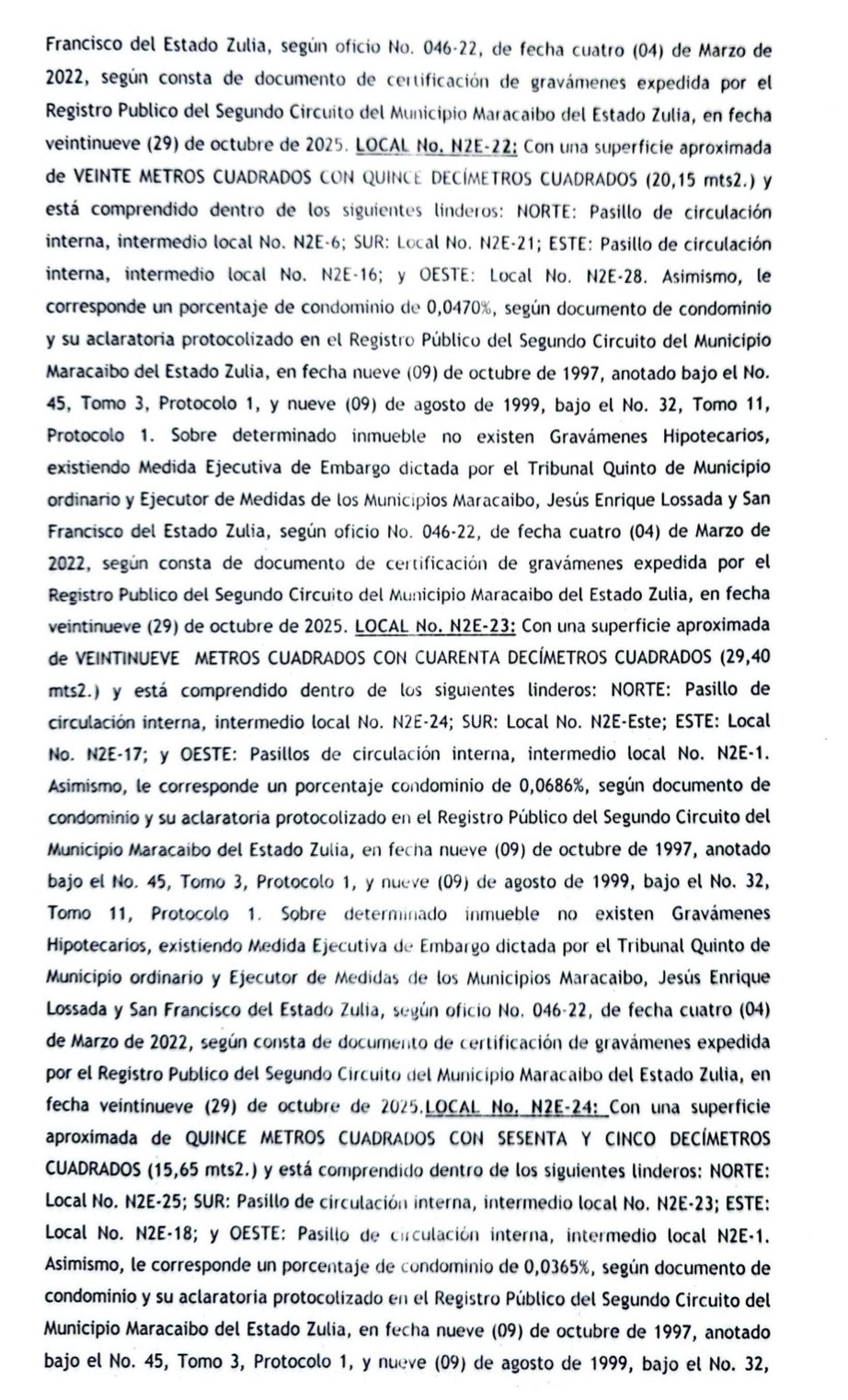 Cartel para el Segundo Acto de Remate en el juicio por Cobro de Bolívares que sigue Centro Comercial Galerías Mall contra el Grupo Palabro C.A. 11 Galerias11