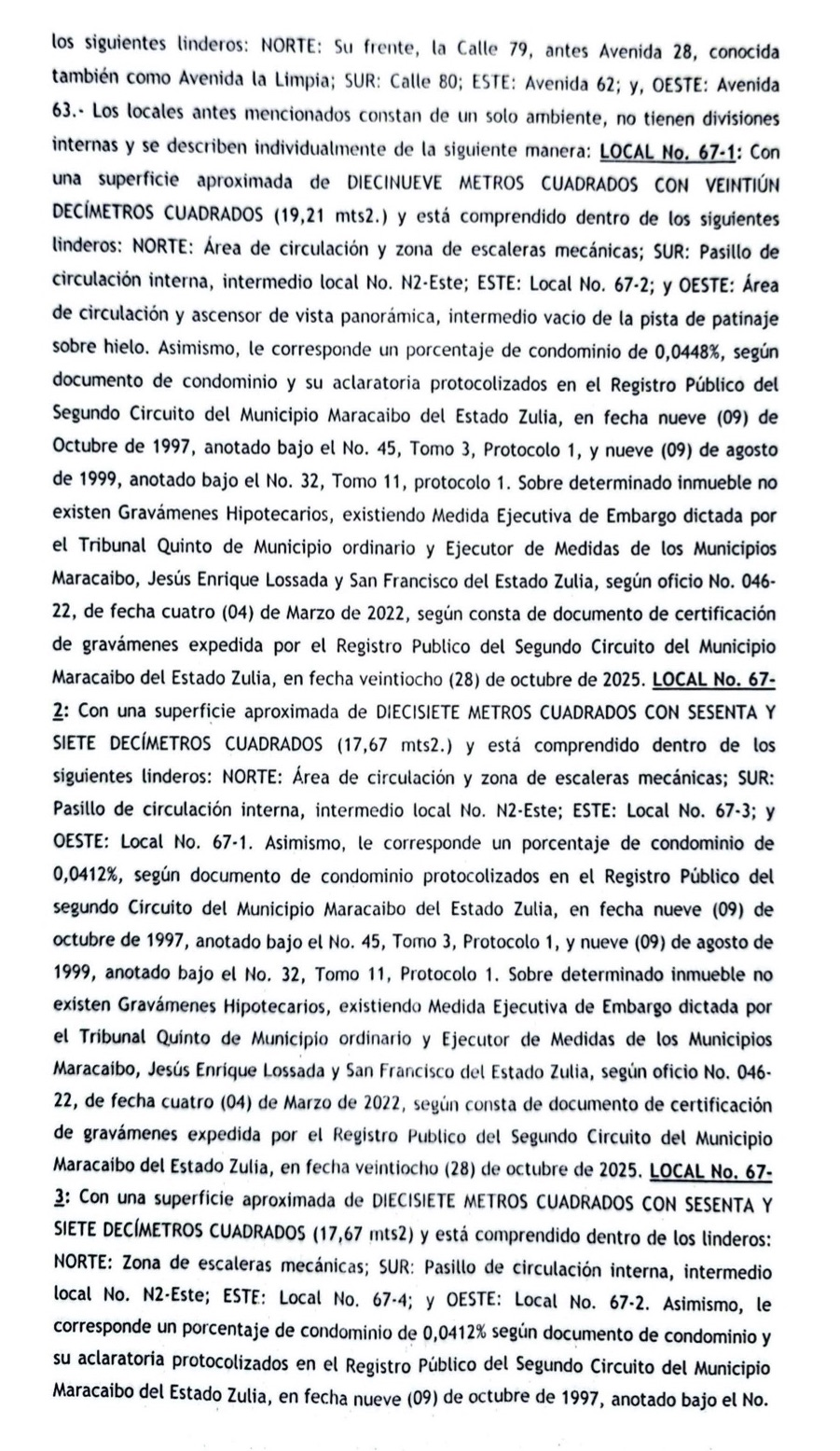 Cartel para el Segundo Acto de Remate en el juicio por Cobro de Bolívares que sigue Centro Comercial Galerías Mall contra el Grupo Palabro C.A. 2 Galerias2