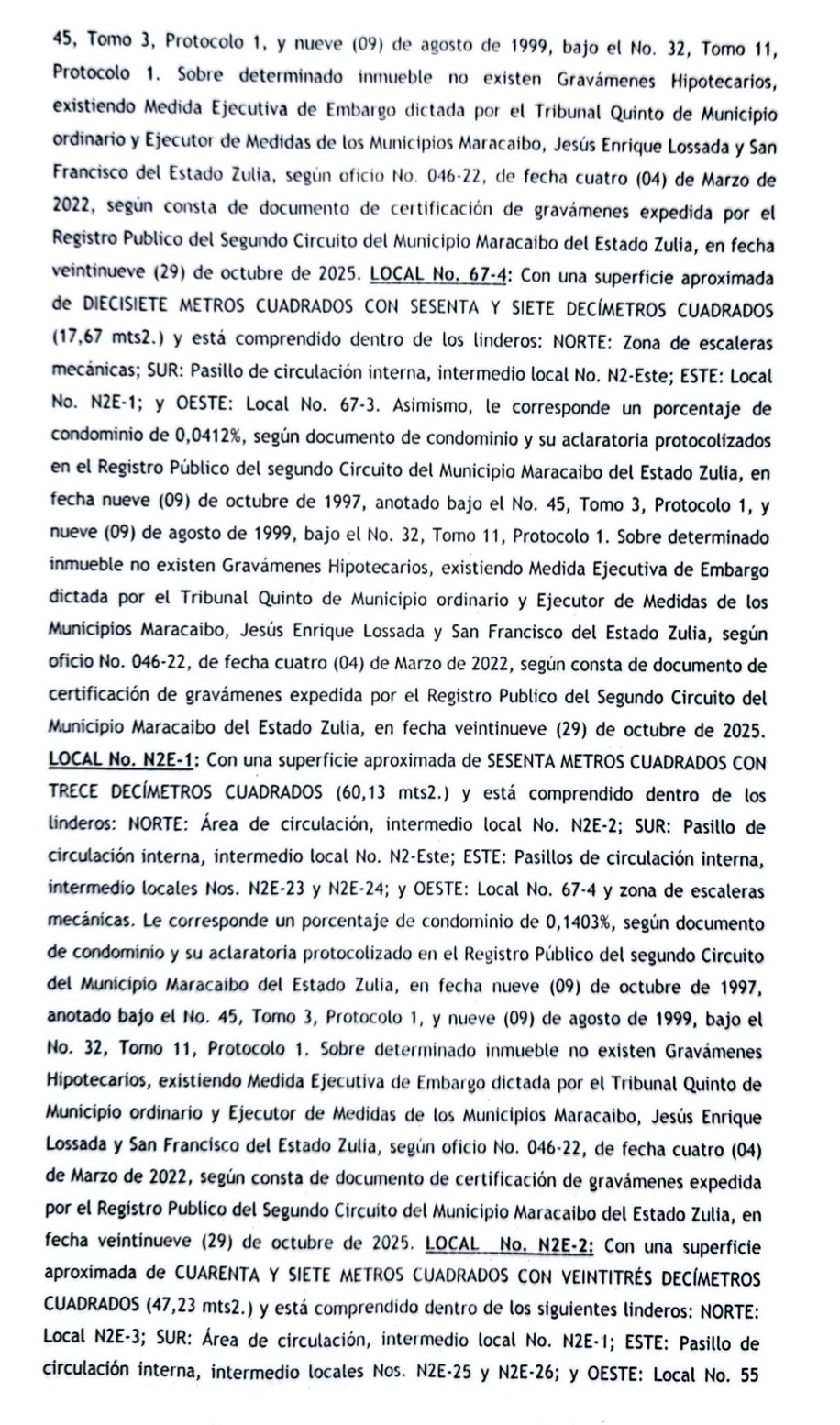 Cartel para el Segundo Acto de Remate en el juicio por Cobro de Bolívares que sigue Centro Comercial Galerías Mall contra el Grupo Palabro C.A. 3 Galerias3