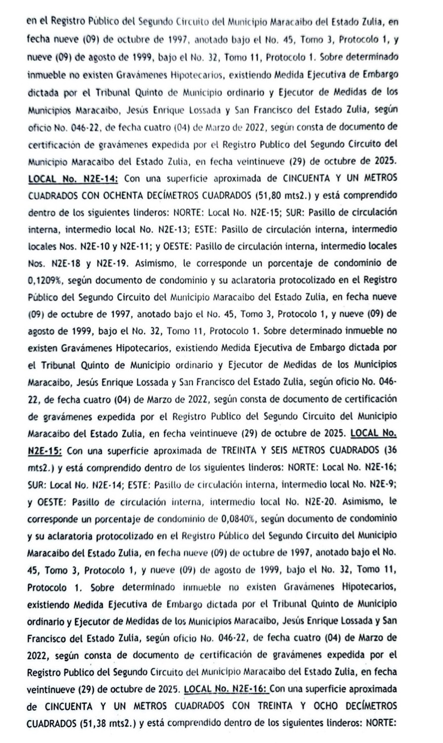 Cartel para el Segundo Acto de Remate en el juicio por Cobro de Bolívares que sigue Centro Comercial Galerías Mall contra el Grupo Palabro C.A. 8 Galerias8