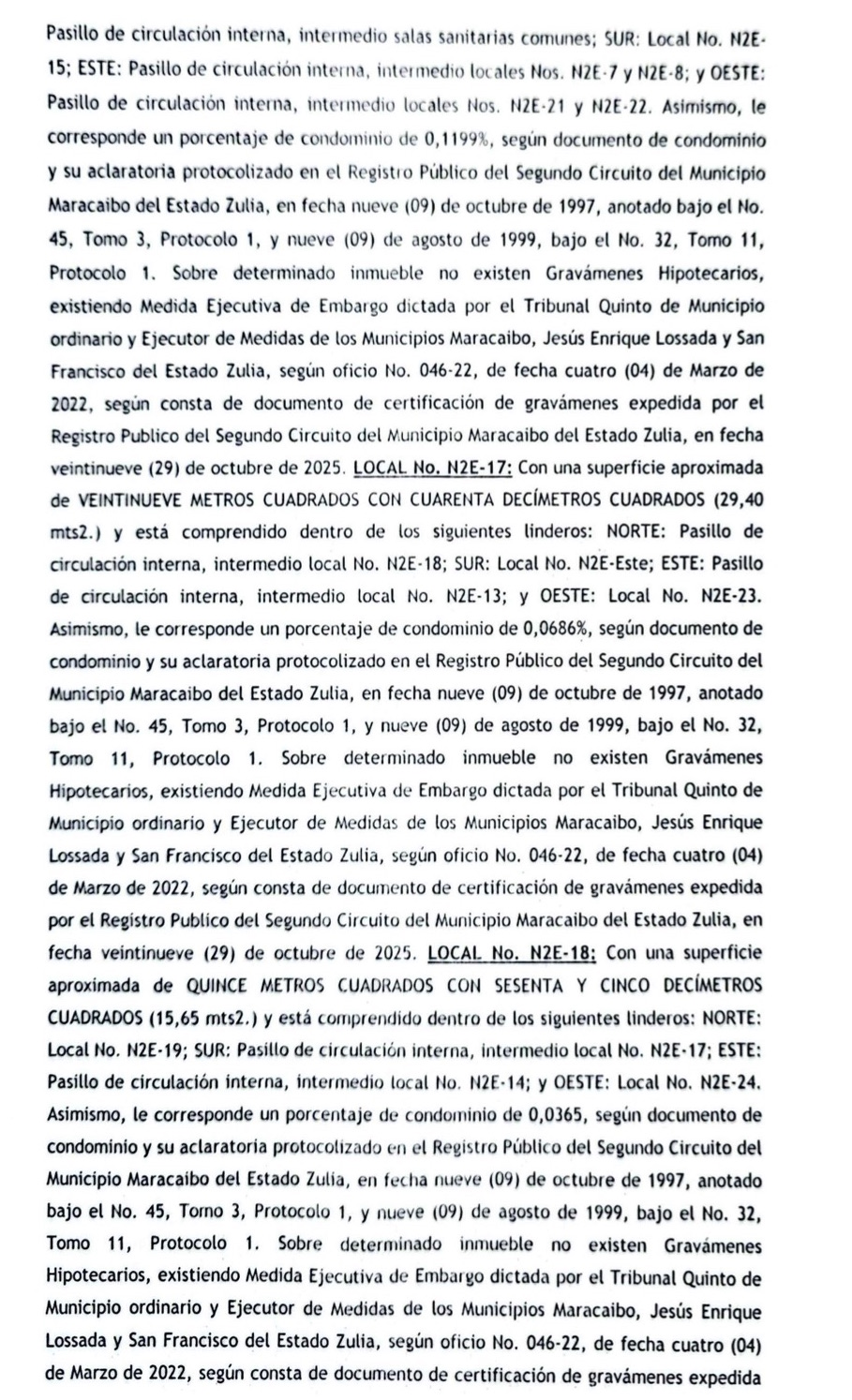 Cartel para el Segundo Acto de Remate en el juicio por Cobro de Bolívares que sigue Centro Comercial Galerías Mall contra el Grupo Palabro C.A. 9 Galerias9