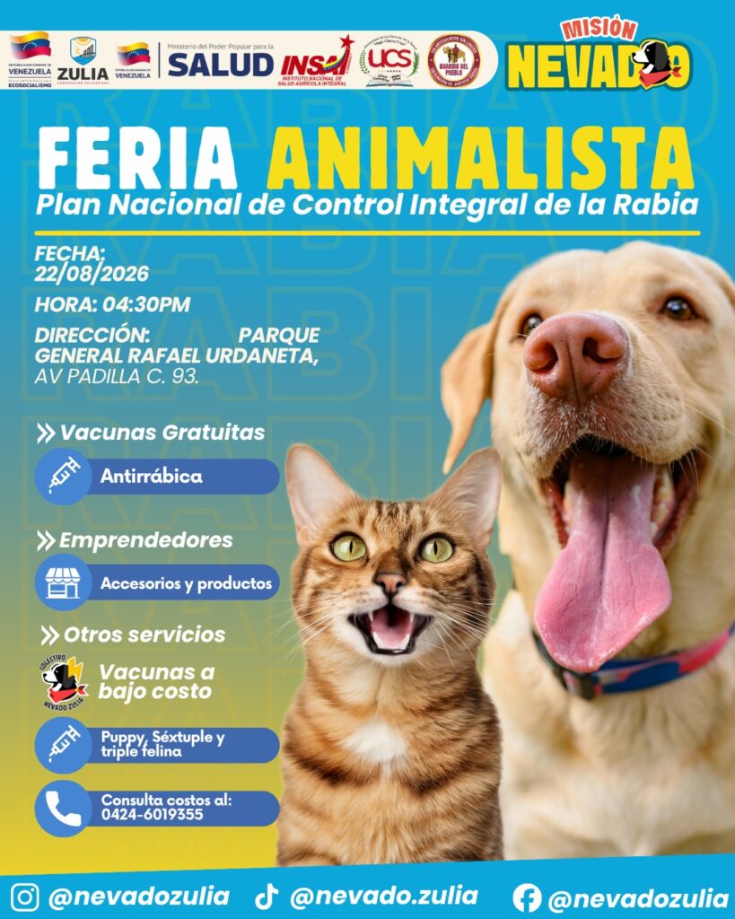 Misión Nevado desplegará este sábado gran Feria Animalista y jornada de vacunación antirrábica en Maracaibo 6 PHOTO 2026 08 21 10 00 16 1