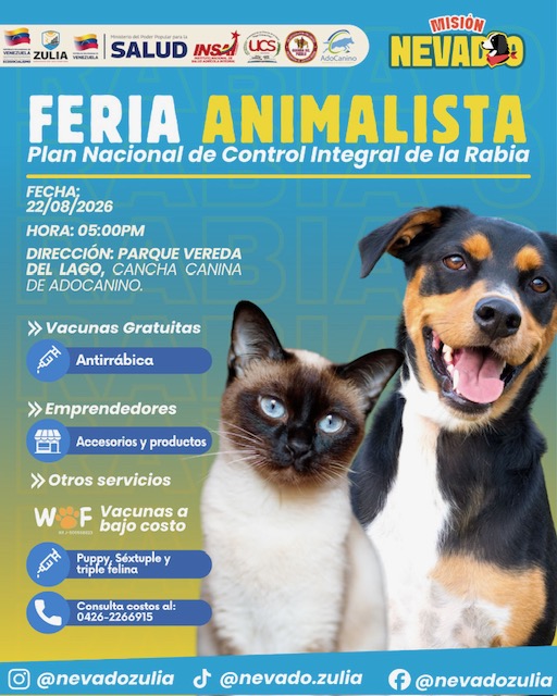 Misión Nevado desplegará este sábado gran Feria Animalista y jornada de vacunación antirrábica en Maracaibo 5 PHOTO 2026 08 21 10 00 16