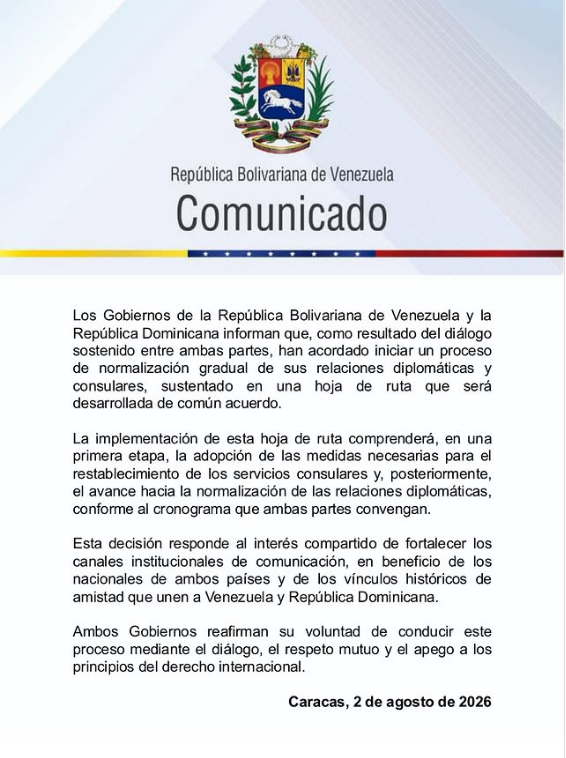 Venezuela y República Dominicana también normalizarán sus relaciones diplomáticas 2 Relaciones Venezuela Dominicana