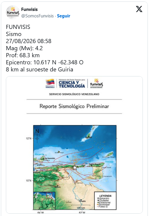Funvisis reportó un sismo de magnitud 3,6 en Mérida 3 Reporte sismico