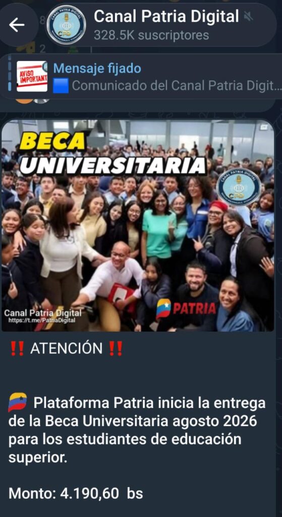 Inició el pago del «Bono Beca Universitaria» de agosto: Incrementó 11,07% en bolívares 2 WhatsApp Image 2026 08 10 at 6.44.13 PM