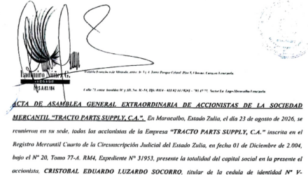 1era. Publicación del Acta de Asamblea Extraordinaria de Accionistas de Tracto Parts Supply C.A. con ocasión de su Disolución 4 Captura de pantalla 2026 09 23 a las 11.06.18