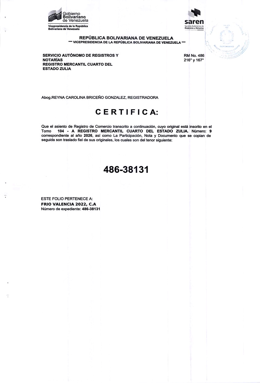 2nda. Publicación del Acta de Asamblea General Extraordinaria de Accionistas Frío Valencia 2022 con ocasión de su Disolución 6 Frio Valencia6