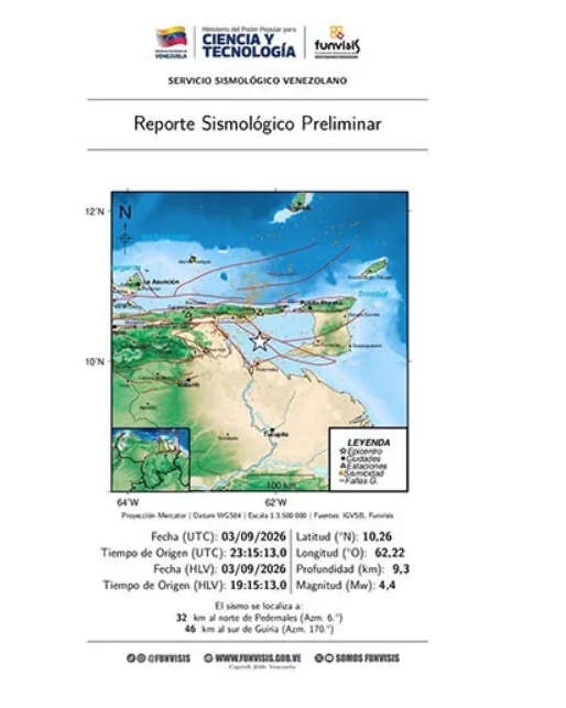 Sismo de magnitud 4.4 sacudió a Delta Amacuro 2 Reporte de sismo