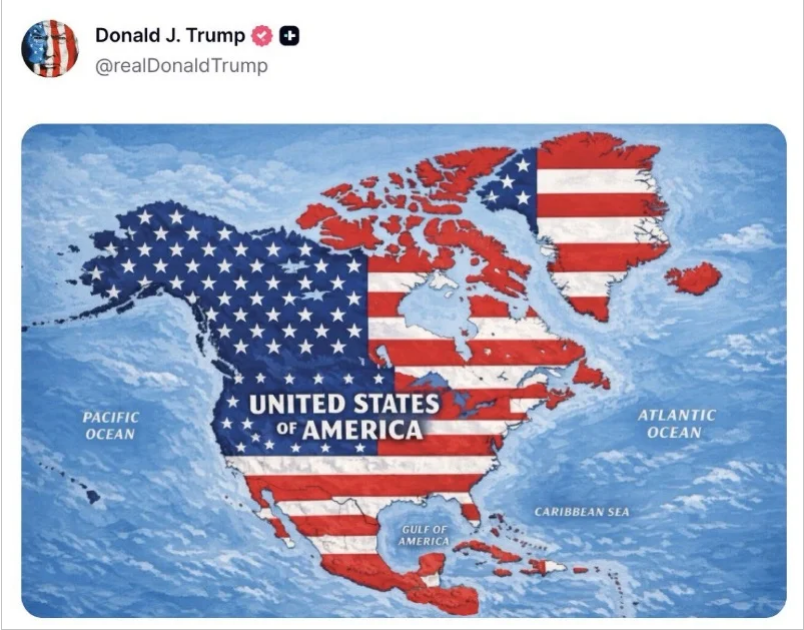 Trump publicó imagen sobre la extensión de EE. UU. y Sheinbaum respondió: «México no es ni será colonia ni protectorado» 2 Trump 6