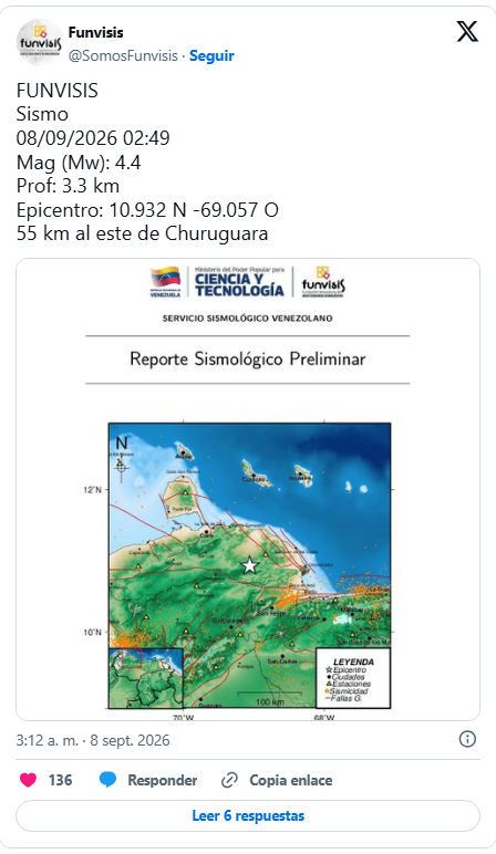 Tres sismos en Falcón durante la madrugada de este martes fueron reportados por Funvisis 2 YZFPa0ou Falcon